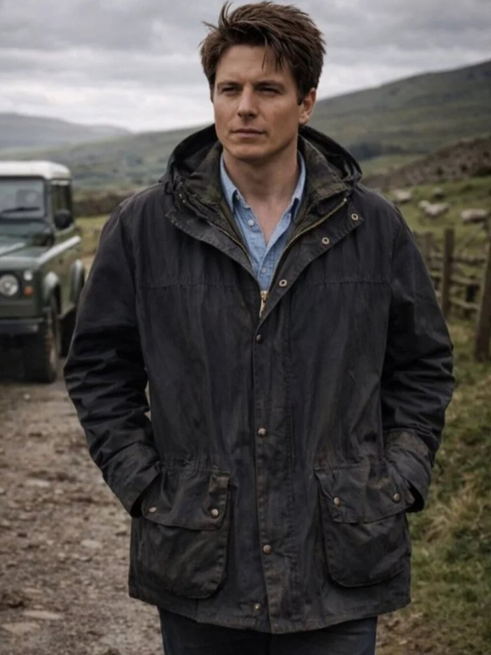 Barbour Durham A95 Waxed Jacket Navy Hooded Made in England C36 Repairs